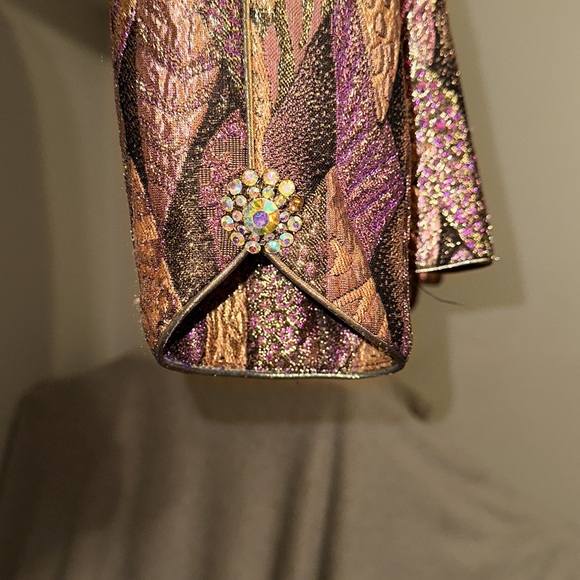 Rare Vintage Gold shimmer & shine brocade cocktail jacket. Woman’s 10. - Picture 8 of 14